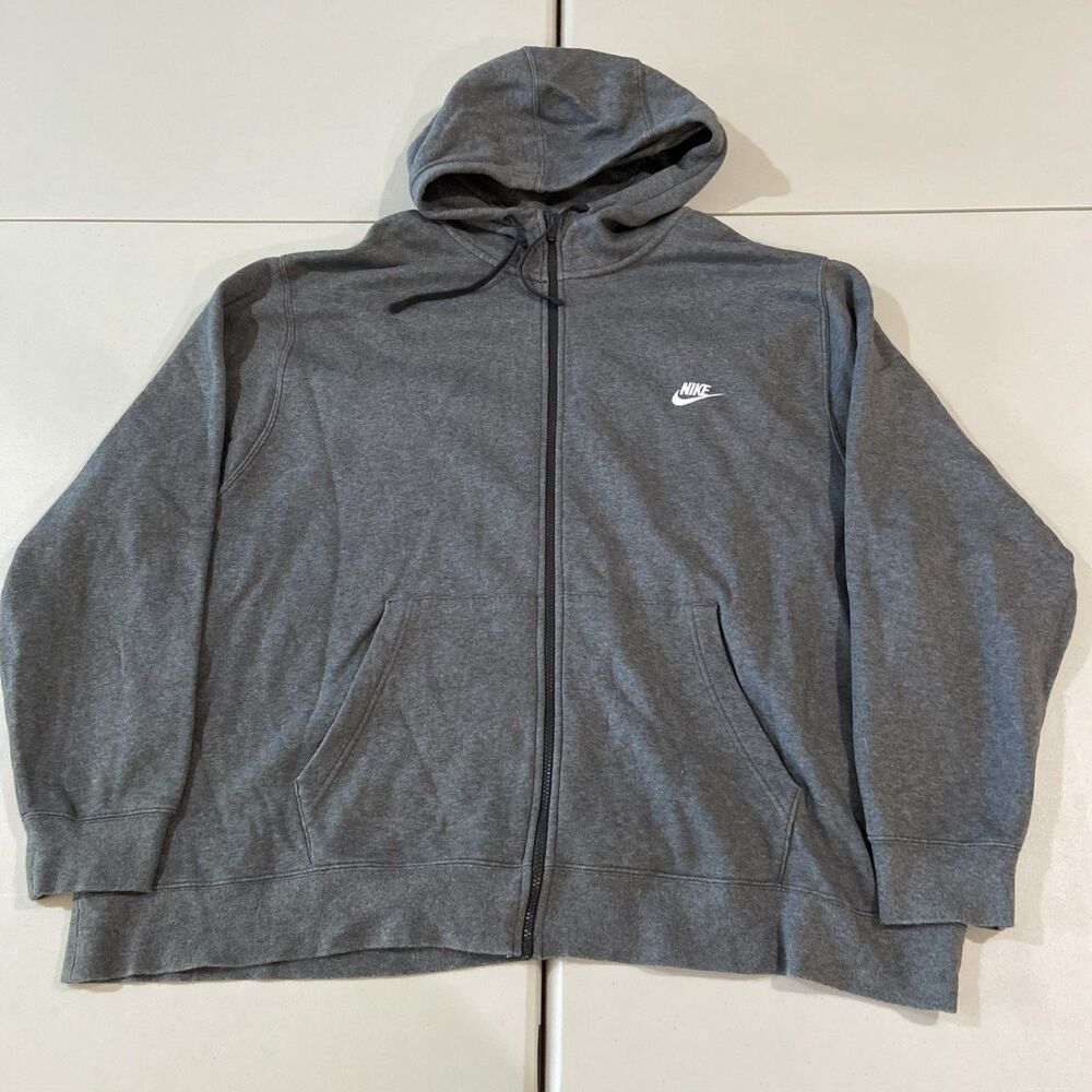 Nike Sportswear Full Zip Hoodie Gray 4XL Oversized Heavyweight
